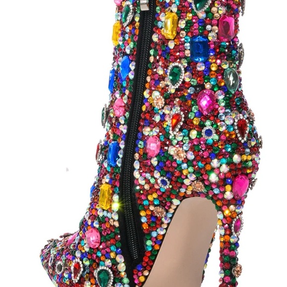 Azalea wang Vibrant Multicolor Embellished Ankle Boots - Picture 2 of 3